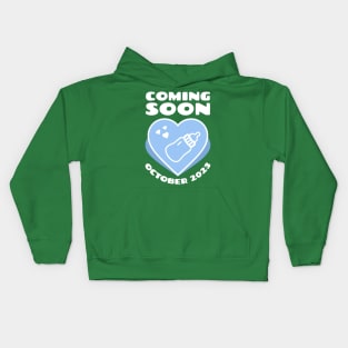 Baby Announcement. Feeding Bottle. October 2023 Kids Hoodie